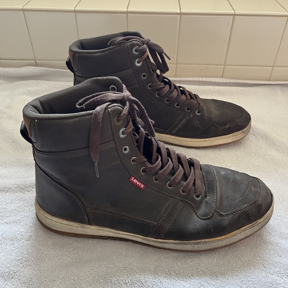 Levi's High Top Boots Men's 13 Brown Lace Up Shoes